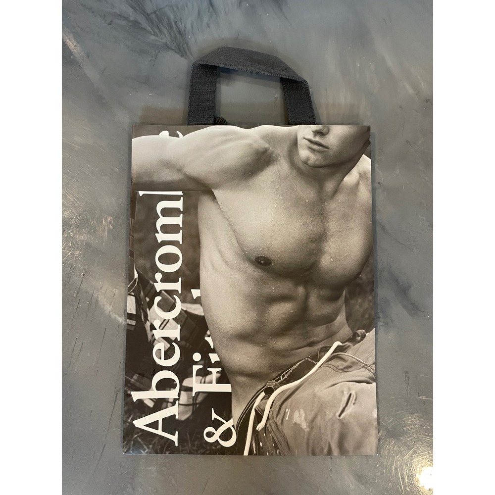 Abercrombie & Fitch VTG Y2K Shopping Gift Bag Thick Black White Shirtless Muscle